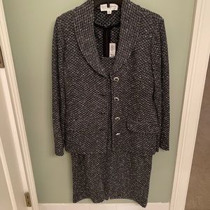 st. john’s knitted dress and blazer set